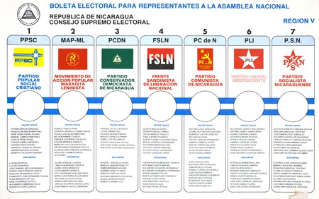 Boleta Electoral Para Representantes A La Asamblea Nacional Región V