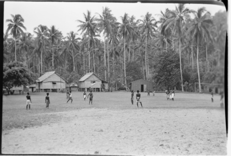 Playing sport a on a village field