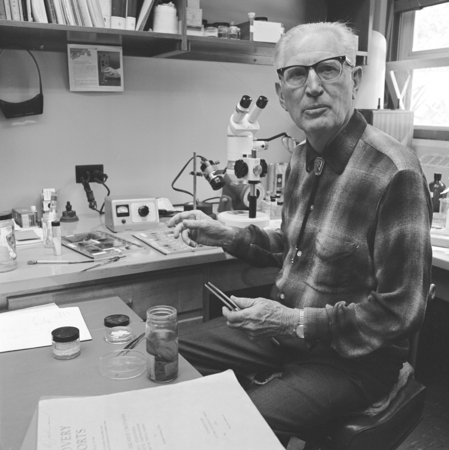 Martin W. Johnson in his office at Scripps Institution of Oceanography