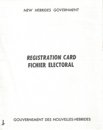 New Hebrides Government Electoral Registration Card