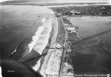 [Aerial view of Tent City and Silver Strand Beach]