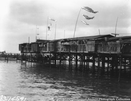 Japanese fishing camp on San Diego waterfront near Van Camp Sea Food Company cannery