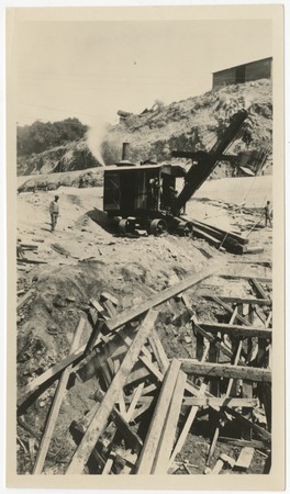 Excavator at Warner&#39;s Ranch damsite