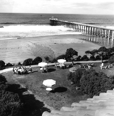 West grass area during lunch with the Scripps Pier in the background