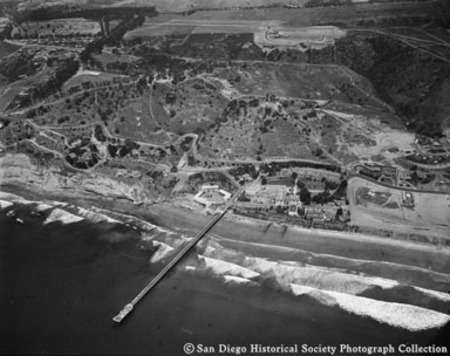 Aerial view of Scripps Institution of Oceanography and coastline