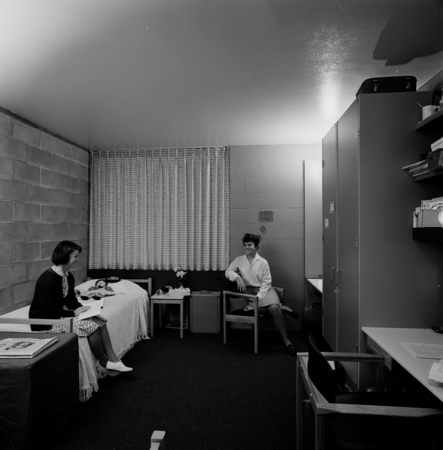 Two women in dormitory room, UC San Diego