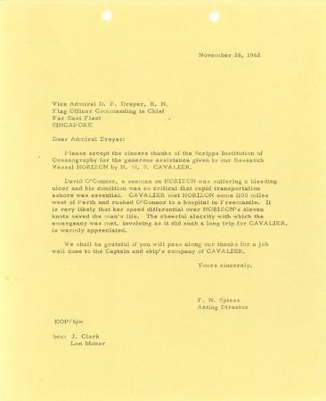 Letter to Vice Admiral D.P. Dreyer