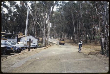 Che Café (formerly Coffee Hut) on left. View of south side of Revelle College and south on Gilman Drive