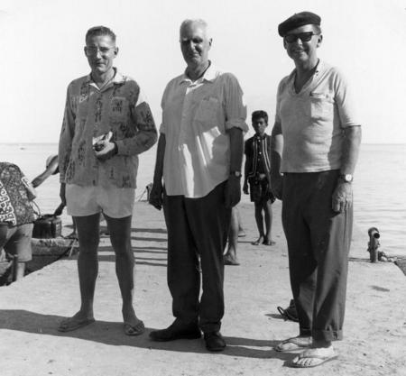 Philippe Aubin, Edward Crisp Bullard and Edward L. Winterer at Futuna: M. Aubin welcomed the expedition field party and of...