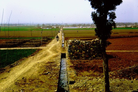 Irrigation canal alongside the field