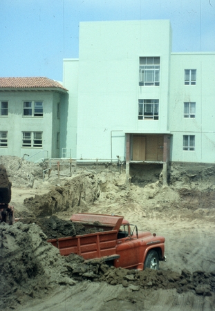 Digging and removal of the dirt on the south end of Ritter Hall for the basement of a new laboratory on the campus of Scri...