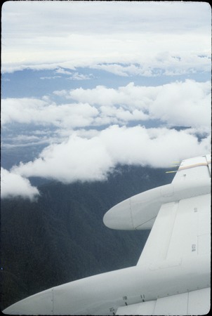 Cloud cover over mountains, Papua New Guinea, aerial view