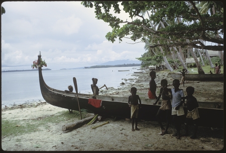 Children with canoe