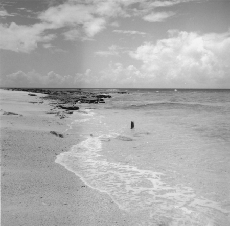 Cable on beach during wave, Bikini Atoll area