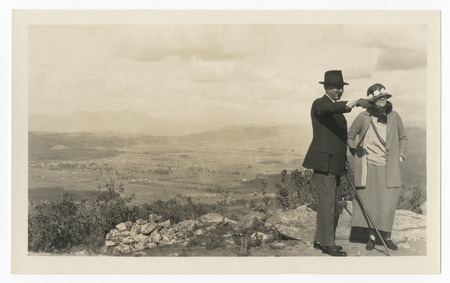 View of El Cajon valley with man and woman in foreground