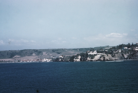 La Jolla Shores (left) and La Jolla coastline with cliffs and sea caves. February 1945.
