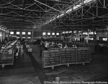 Interior view of San Diego Packing Company tuna cannery