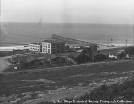 Scripps Institution of Oceanography and pier, looking west