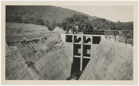 Unidentified people on Henshaw Dam outlet tunnel