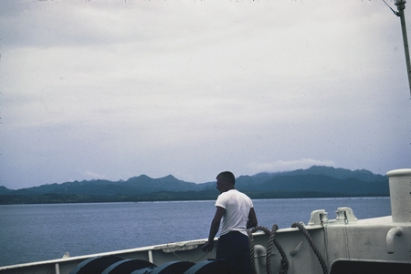 View of Viti Levu, Fiji, from the deck of the Scripps Institution of Oceanography research vessel, R/V Spencer F. Baird, d...
