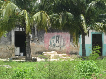 House with Partido Revolucionario Institucional (PRI) insignia or propaganda