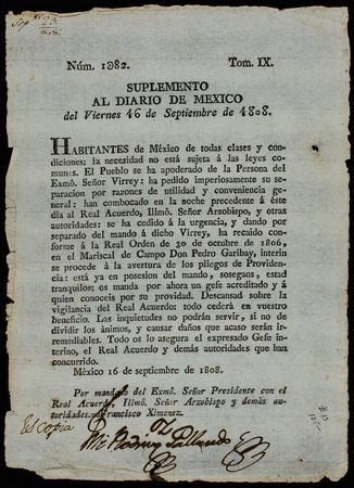 Suplemento al Diario de México del viernes 16 de septiembre de 1808