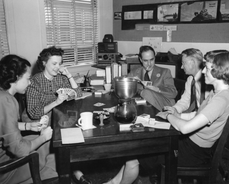 University of California Division of War Research (UCDWR) Training Aid unit staff playing cards