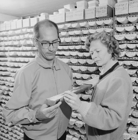 William R. Riedel and Phyllis Helms in core locker