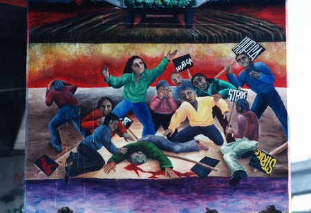 Chicano Park: Death of a Farmworker: detail of striking farmworkers