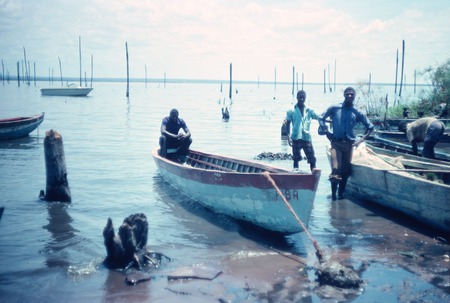 Boats moored at Kasongole fishing camp, near Kaputa, on Lake Mweru Wantipa