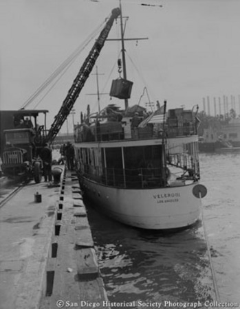 Docked research vessel Velero III