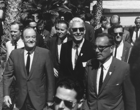 Hubert Humphrey (center left) and William A. Nierenberg (center right) during visit to Scripps Institution of Oceanography