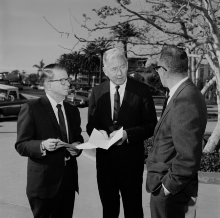 Charles J. Hitch, John S. Galbraith, and William A. Nierenberg at a reception following The Ocean 1968 - A New World Sympo...
