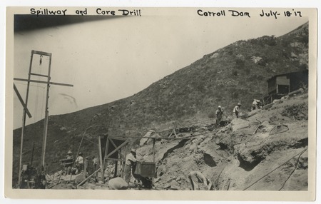 Lake Hodges Dam construction - Spillway and core drill