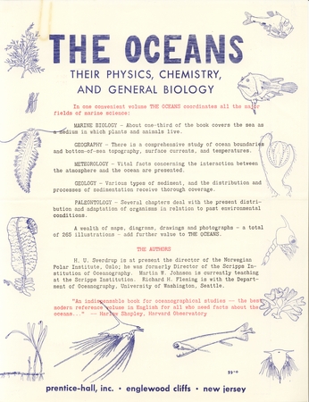 The Oceans: Their Physics, Chemistry and General Biology - Publisher announcement