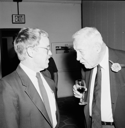 Joseph Curray and Roger Revelle at Revelle&#39;s 80th birthday party