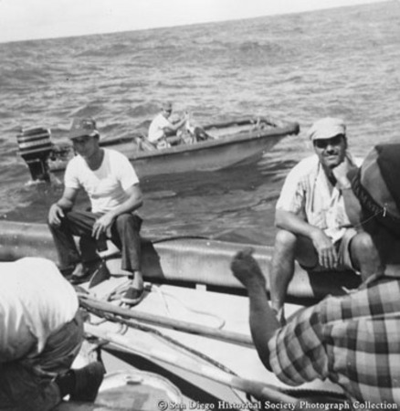 Crew of sinking tuna boat Normandie on lifeboat