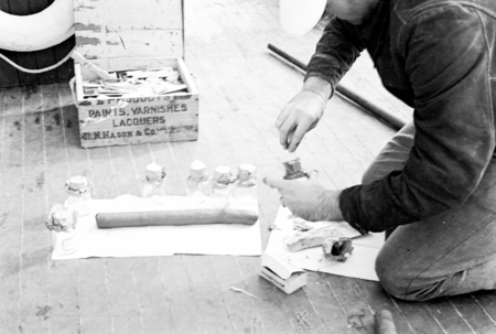 David Quentin Anderson, a bacteriologist, with core sample aboard R/V Scripps