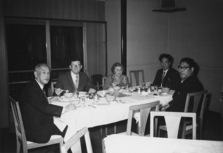 Hubbs with Japanese colleagues at Nikko Kanto Hotel, Lake Chuzenji, Japan