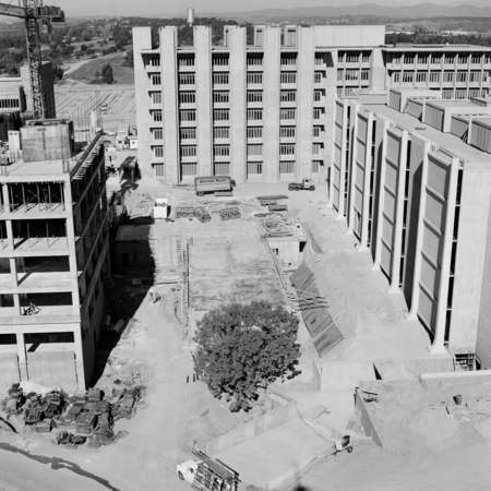 Aerial view of new building construction, UC San Diego