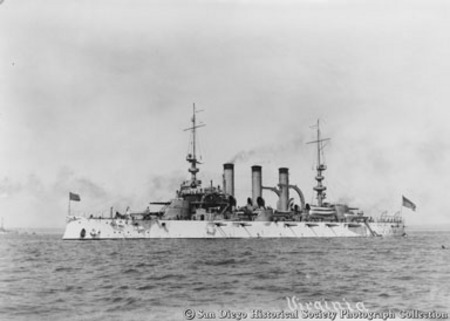 Great White Fleet battleship USS Virginia on San Diego Bay