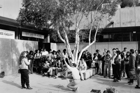 Students in courtyard at Mandeville