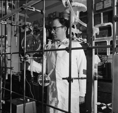 Stanley Miller in his laboratory, UC San Diego