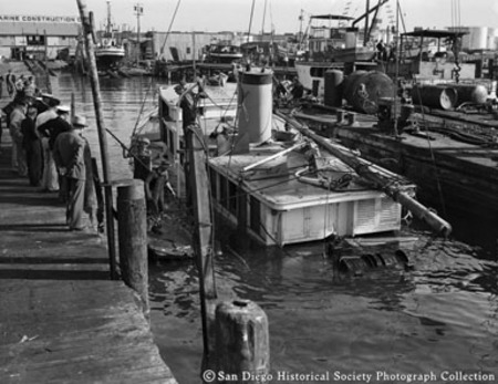 Salvaging California Fish and Game Commission patrol boat Bluefin