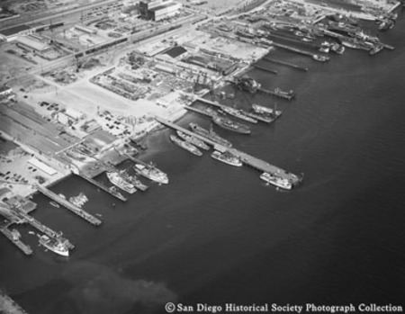 Aerial view of San Diego harbor, Silvergate area