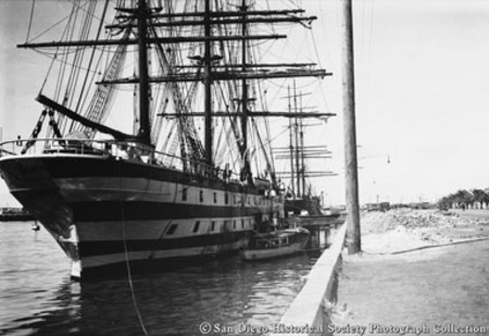Sailing ship Pacific Queen moored on San Diego waterfront