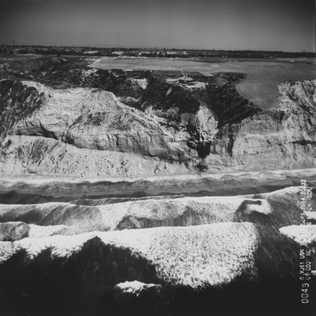 Aerial view of the beach and cliffs just north of Scripps Institution of Oceanography. September 16, 1954.