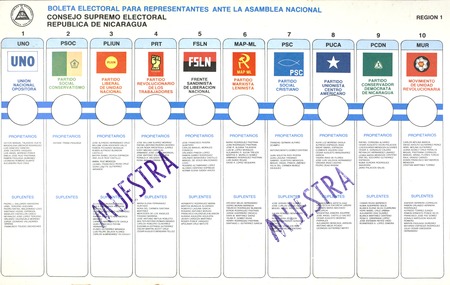 Boleta Electoral Para Representantes Ante La Asamblea Nacional Región 1