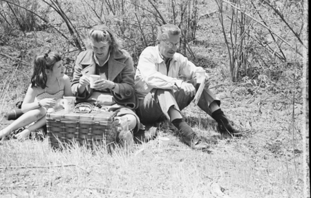 Marston Cleaves Sargent and Grace Tompkins Sargent and their adopted daughter Jean Anne on a picnic. Marston Cleaves Sarge...