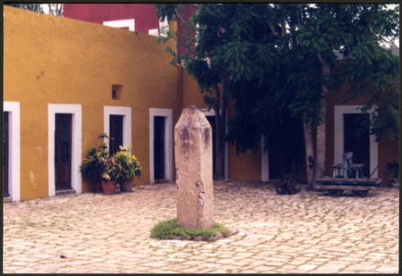 Hacienda Temozon Stone Courtyard with an Obelisk in Courtyard